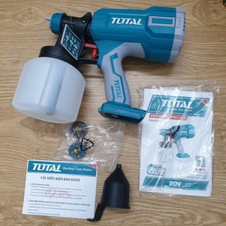 Máy phun sơn dùng pin 20v 800ml total tsgli2003, kèm 1 cốc đo độ, 1 kim làm sạch, 2 khớp đồng