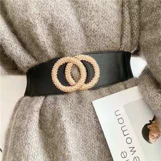 Đai váy belt váy co giãn Mặt khóa 2 vòng tròn bản 6.5cm mã H68