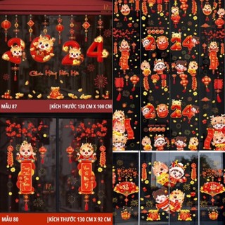 Tranh dán tường bình hoa 3d ,tranh decal tết 2024