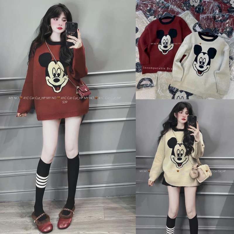 ÁO LEN MICKEY PHA CỔ ĐEN