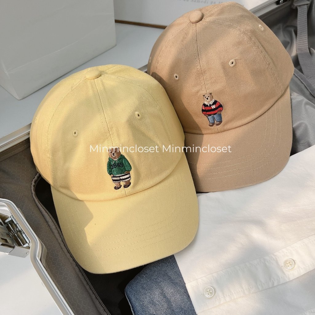 Mũ lưỡi trai Whoau thêu hình gấu chính hãng form unisex cứng form đủ màu sale