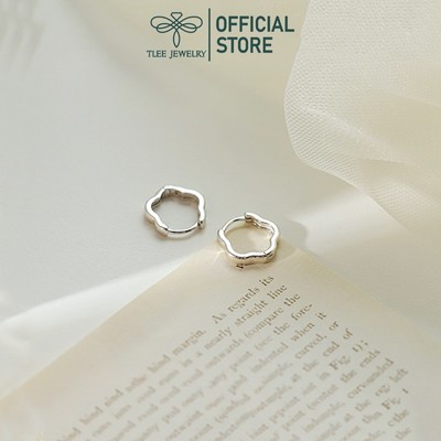 Khuyên tai bạc nữ TLEE, bông tai tròn trơn hình cánh hoa xinh xắn TLEE JEWELRY B0500