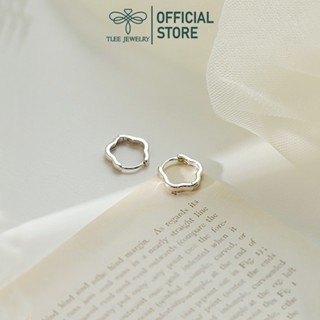 Khuyên tai bạc nữ TLEE, bông tai tròn trơn hình cánh hoa xinh xắn TLEE JEWELRY B0500
