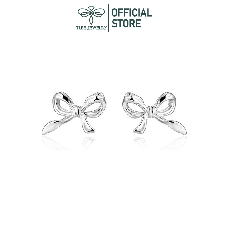 Bông tai bạc nữ TLEE nơ nhí basic bạc 925 cao cấp TleeJewelry B0337