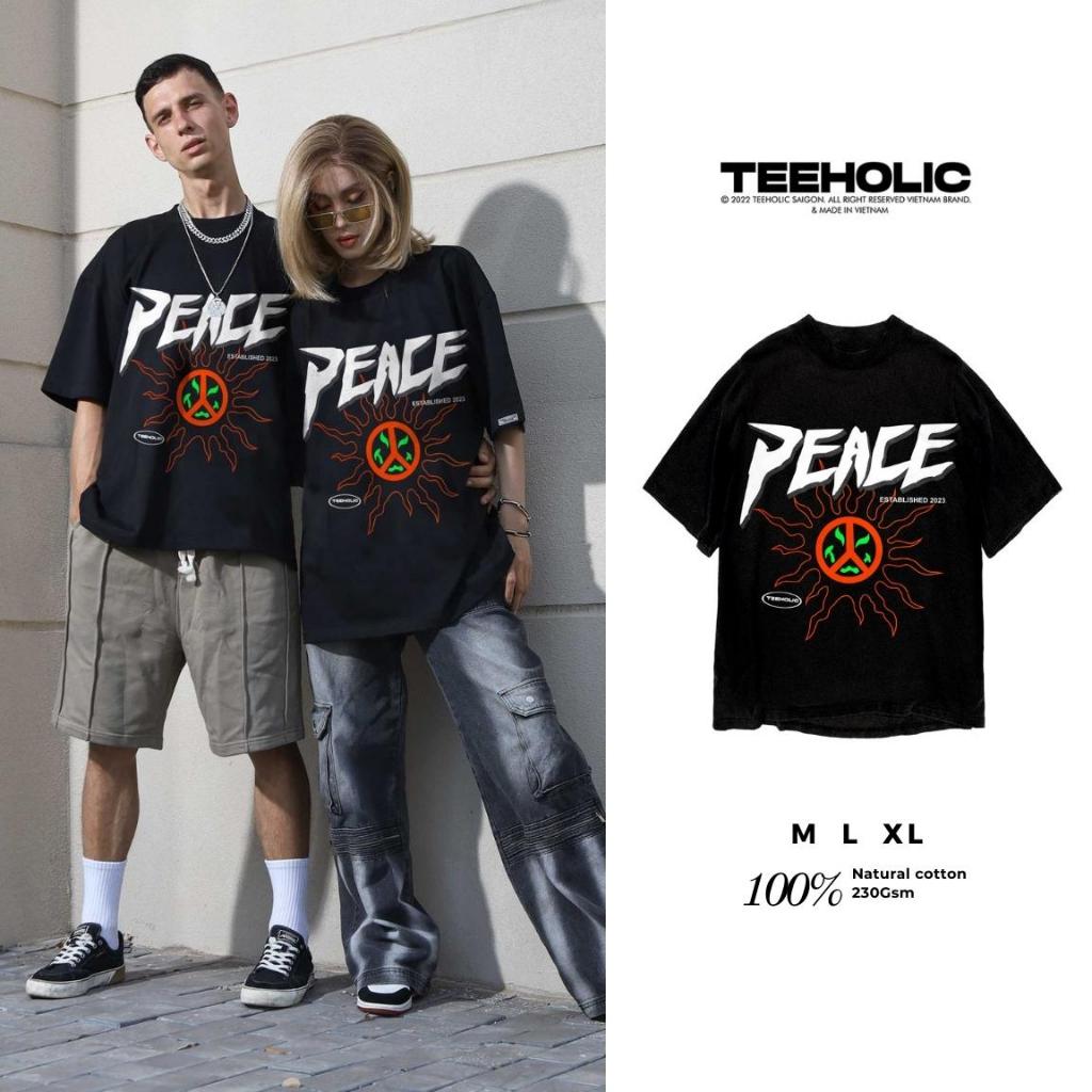 Áo thun in hình unisex nam nữ cotton cao cấp phong cách retro y2k peace màu đen trắng THS241123_52