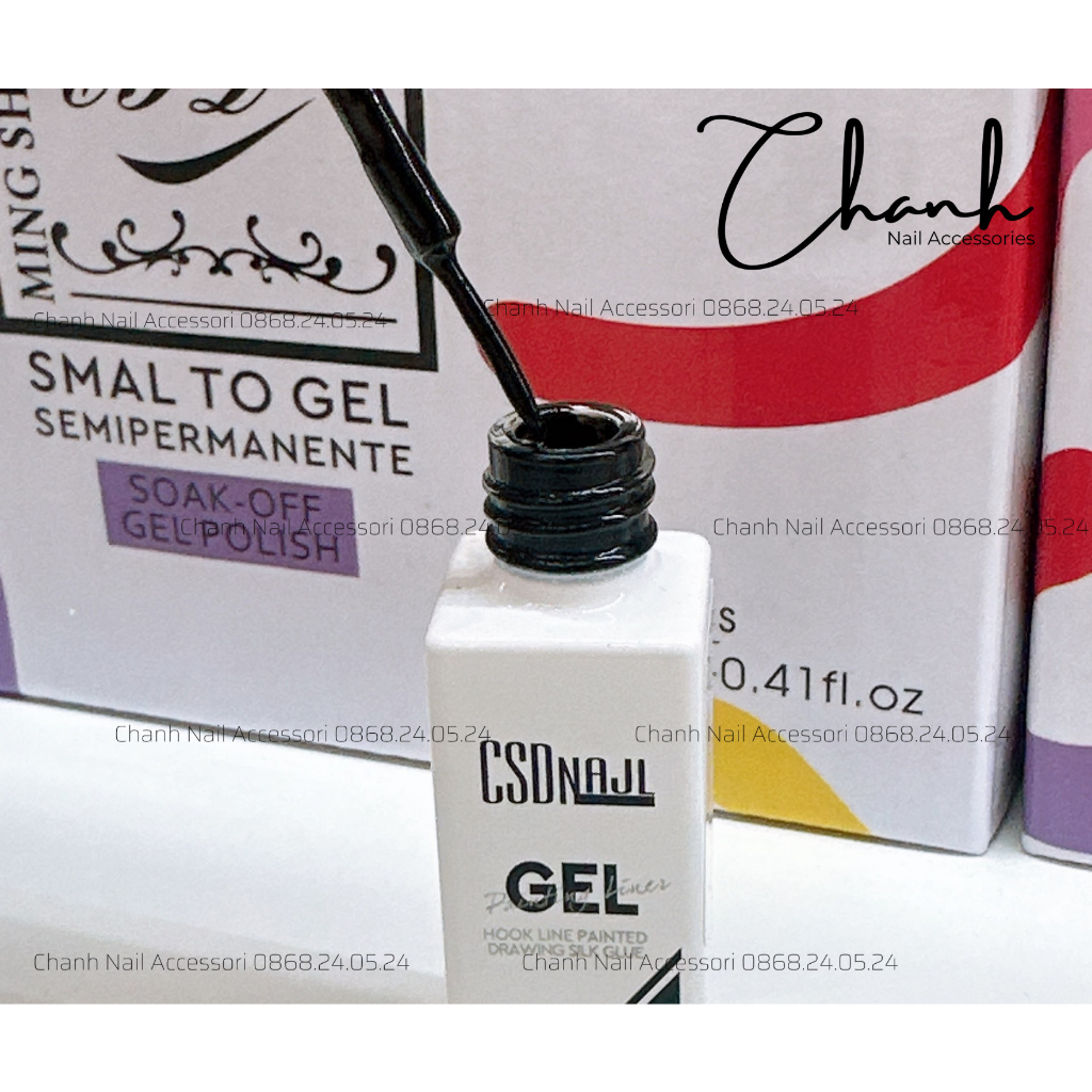 Gel Cọ Nét CSD Nail Cao Cấp 12ml, Gel Vẽ Cọ Nét Gel Nail CSD Nét Nhỏ Mảnh Dài Tỉa Nét Siêu Mảnh