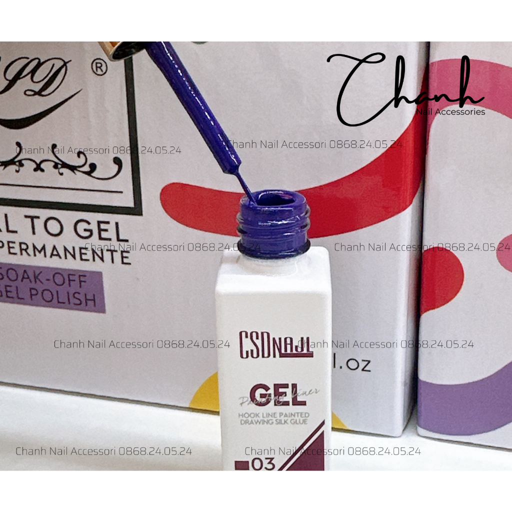 Gel Cọ Nét CSD Nail Cao Cấp 12ml, Gel Vẽ Cọ Nét Gel Nail CSD Nét Nhỏ Mảnh Dài Tỉa Nét Siêu Mảnh