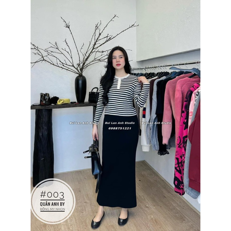 CHÂN VÁY LEN DÁNG DÀI XẺ SAU 90CM