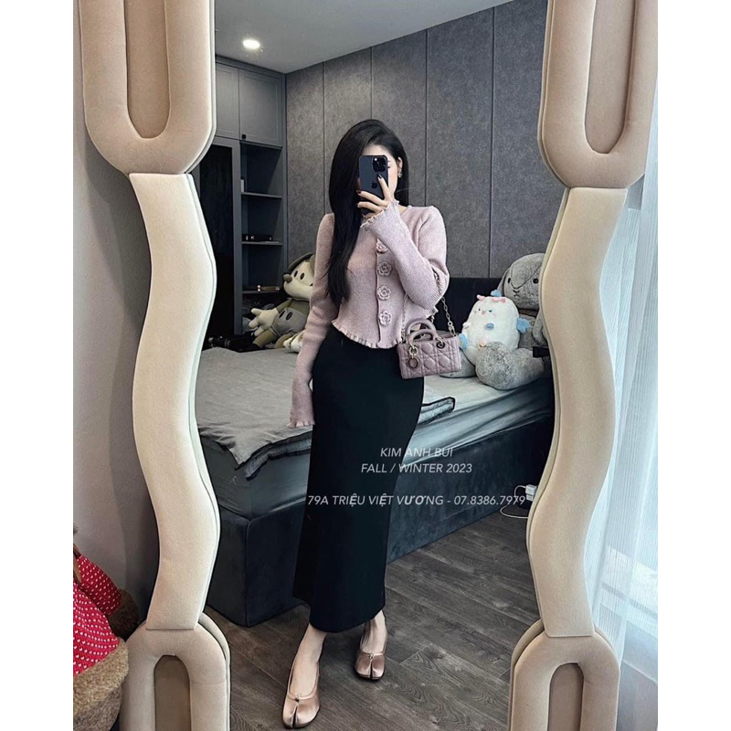 CHÂN VÁY LEN DÁNG DÀI XẺ SAU 90CM