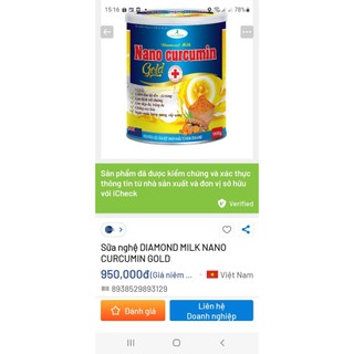 [HSD 2026, 900gr/hộp] Sữa nghệ Nano Curcumin Gold .