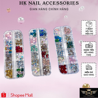 Set phụ kiện charm đá mix khay trang trí hk nail accessories