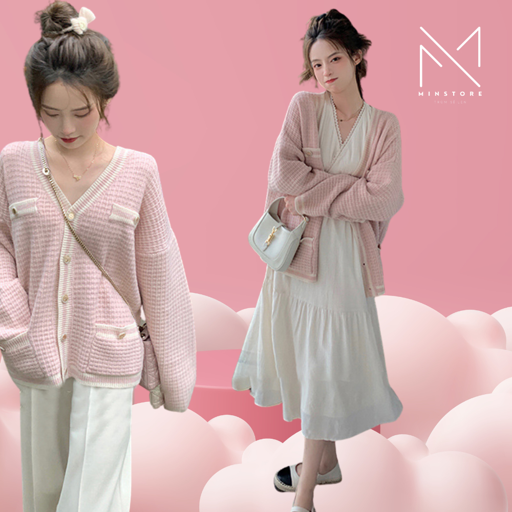 Áo cardigan len cổ V dày mịn có túi trước rộng ấm thời trang, len nữ tông màu nhẹ nhàng phong cách Ulzzang