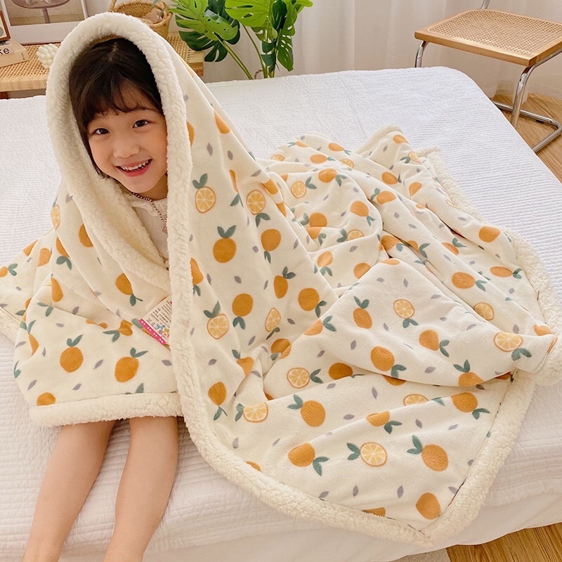 Chăn lông cừu cao cấp mềm nhẹ ấm áp mùa đông cho bé mang đi học ngủ trưa Kích Thước 150*100cm