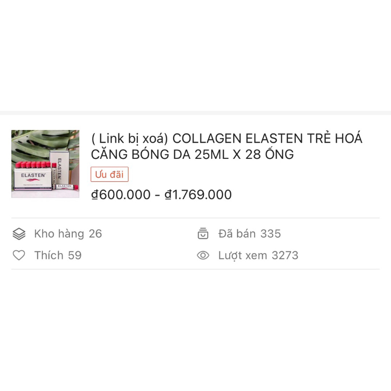 CÔNG TY COLLAGEN ELASTEN TRẺ HOÁ CĂNG BÓNG DA 25ML X 28 ỐNG