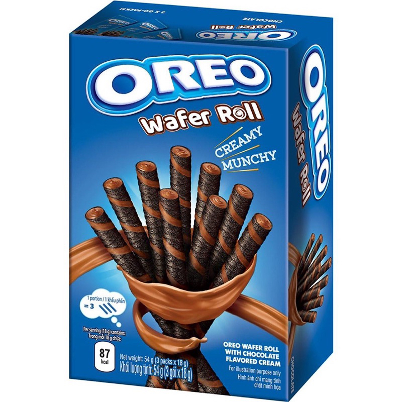 Bánh Quế Oreo Wafer Roll Hộp 54gr - Với 2 Vị Quốc Dân : Vani - Socola - Cam Kết Hàng Mới 100%