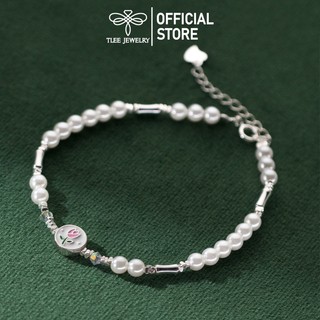 Lắc tay bạc nữ tlee, vòng tay tuylip trai mix pha lê lấp lánh tlee jewelry