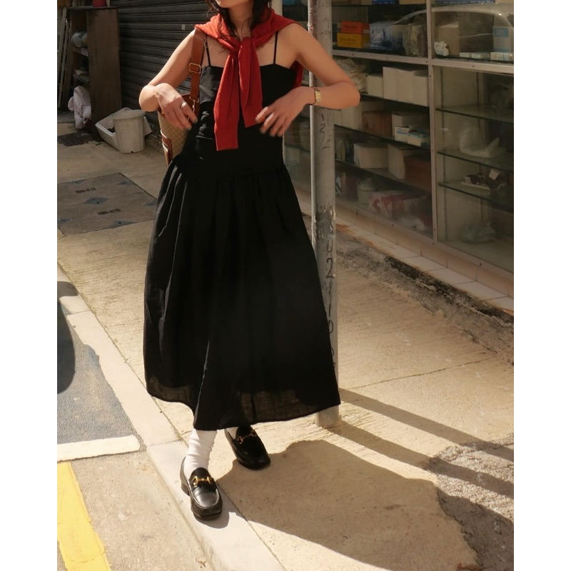 DE PLAGE - ĐẦM LINEN DROPPED-WAIST CAMI