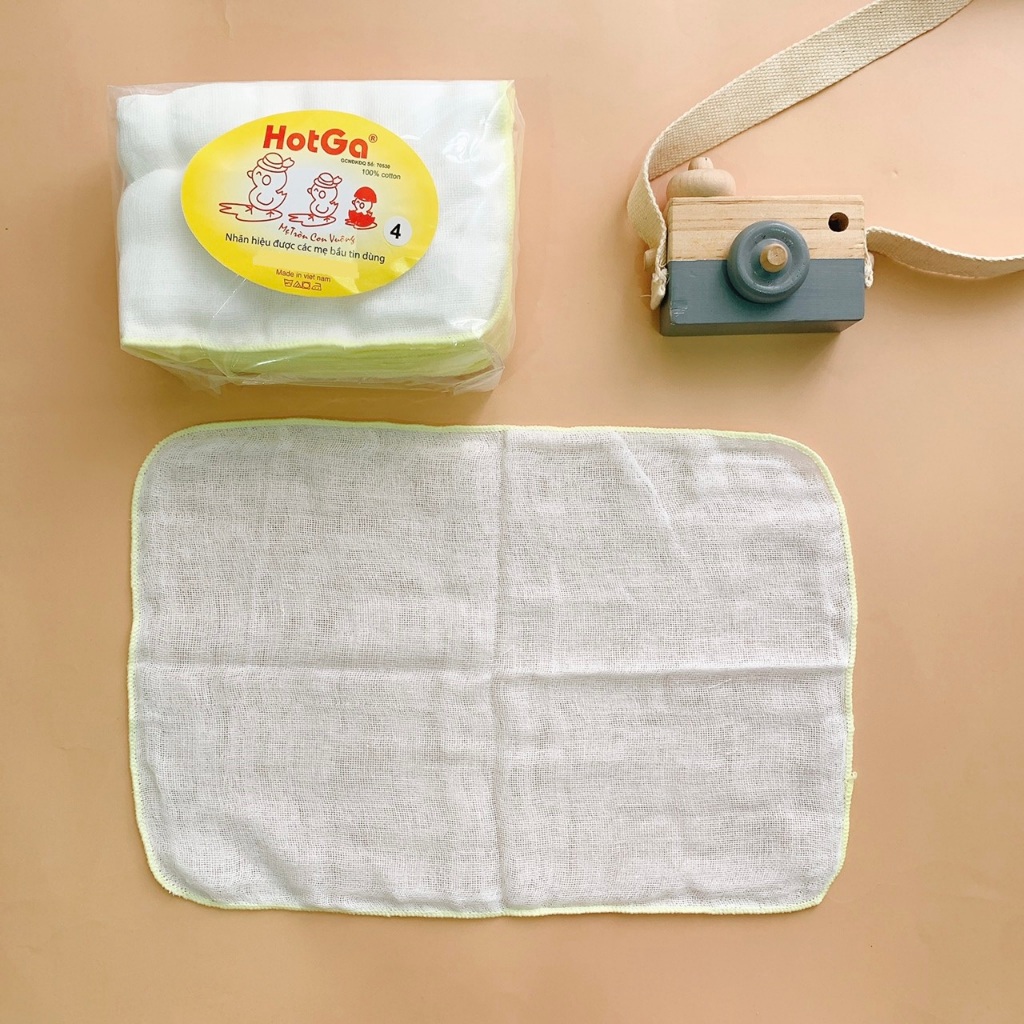 Set 10 khăn sữa xô 4,5 lớp cotton HotGa cho bé, Màu Sắc Ngẫu Nhiên