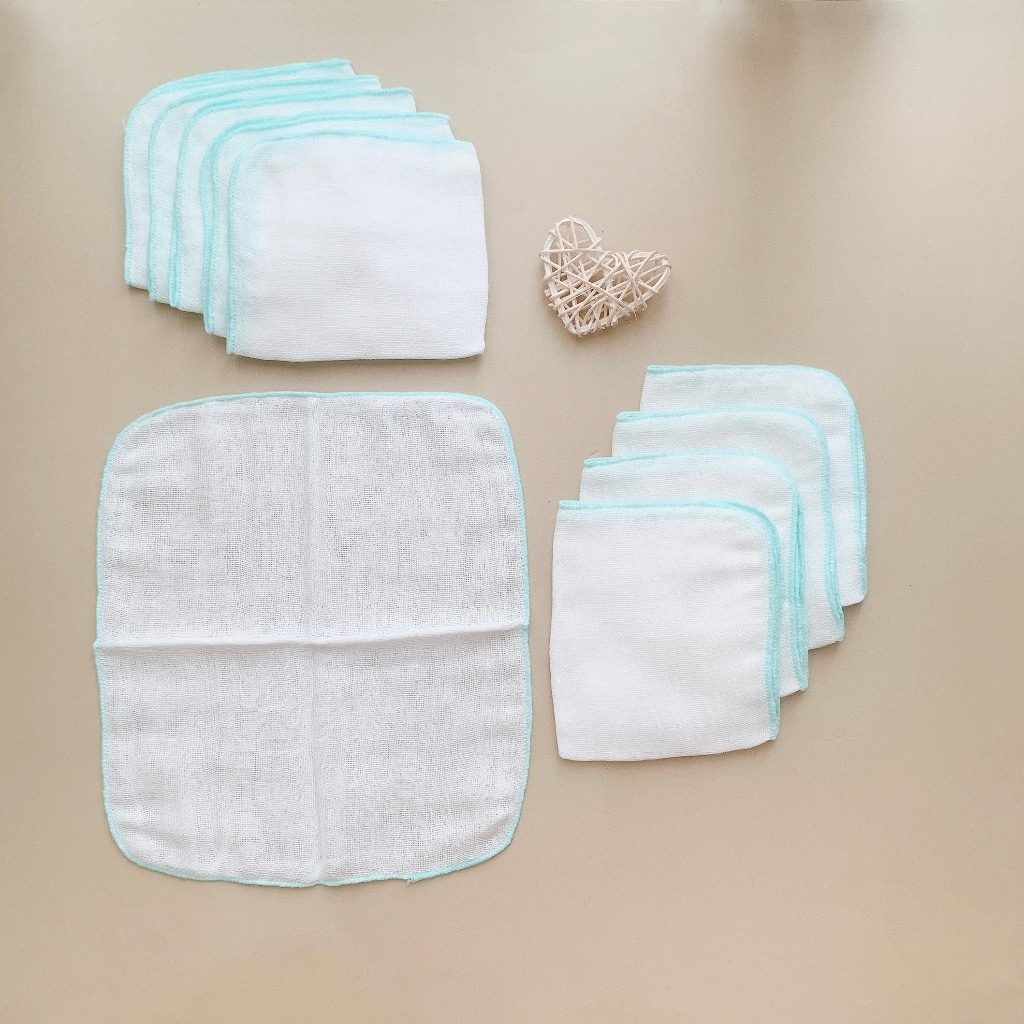 Set 10 khăn sữa xô 4,5 lớp cotton HotGa cho bé, Màu Sắc Ngẫu Nhiên