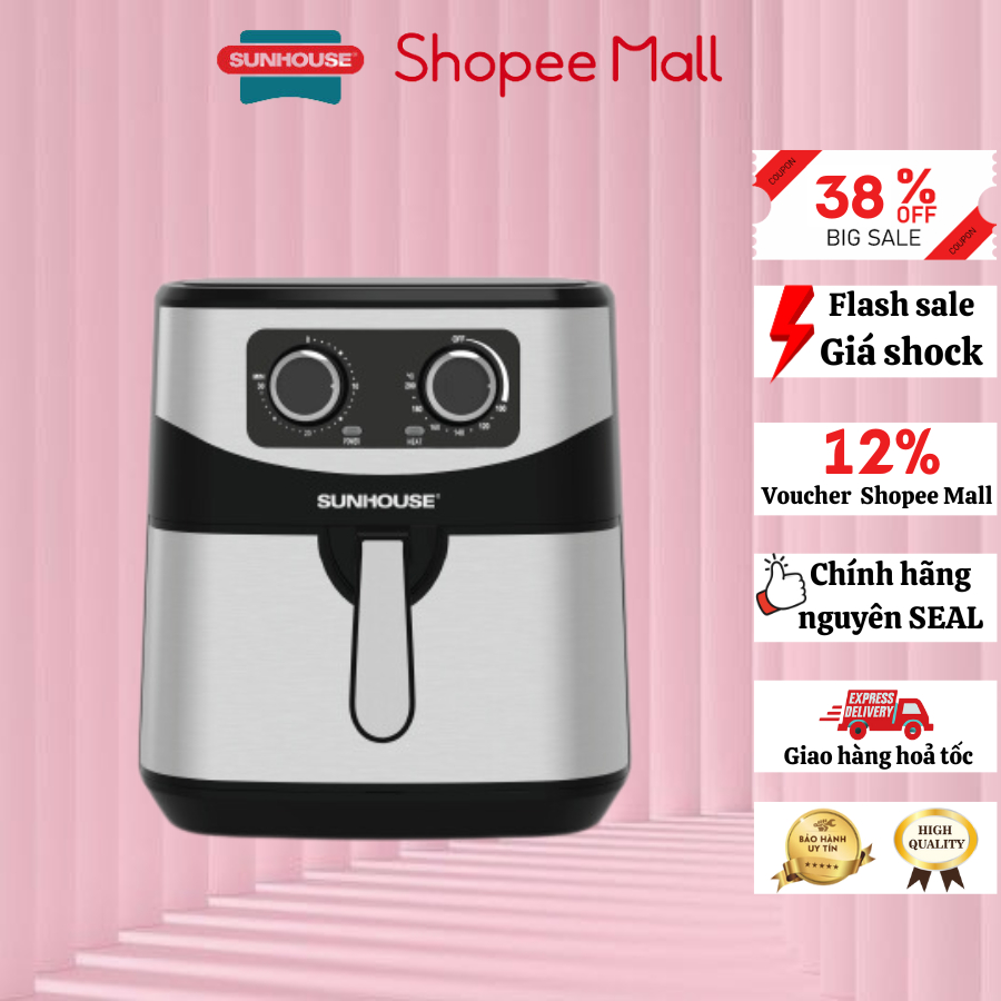 Nồi chiên không dầu 9L Sunhouse SHD4035 công suất 1800W nhiệt tỏa đều tiết kiệm thời gian
