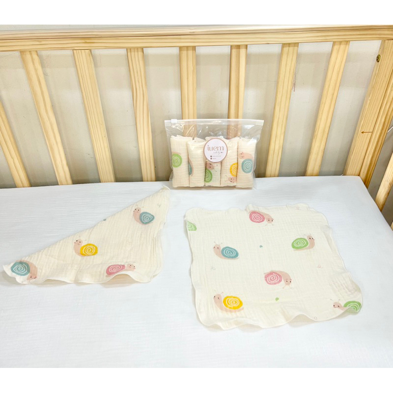Set 5 cái khăn xô 2 lớp vải muslin cao cấp cho bé mềm mịn, không bụi vải, thấm hút nhanh iuemshop