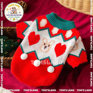 Áo len giáng sinh noel gấu trái tim thu đông cho chó mèo - áo len noel cho thú cưng - siêu ấm áp, mềm mại, chống xù