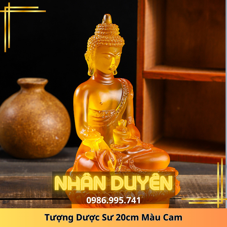 Tượng Phật Dược Sư Màu Cam, Tượng Phật Mini, Tượng Trang Trí