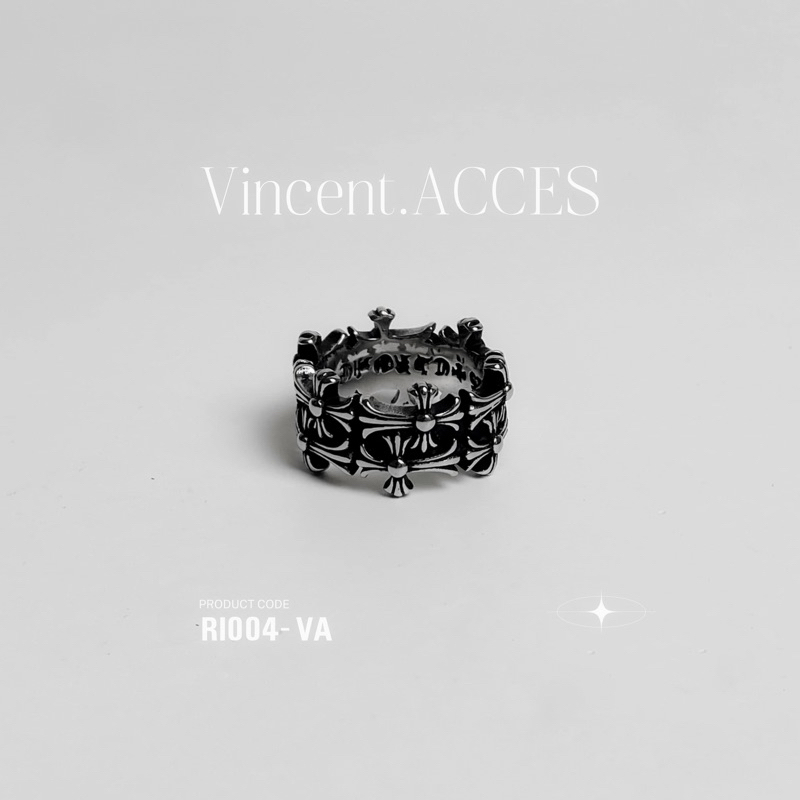 VINCENT MULTI CROSS FLORAL RING / Nhẫn Thánh Giá Khắc Hoạ Tiết THÉP TITAN KHÔNG RỈ