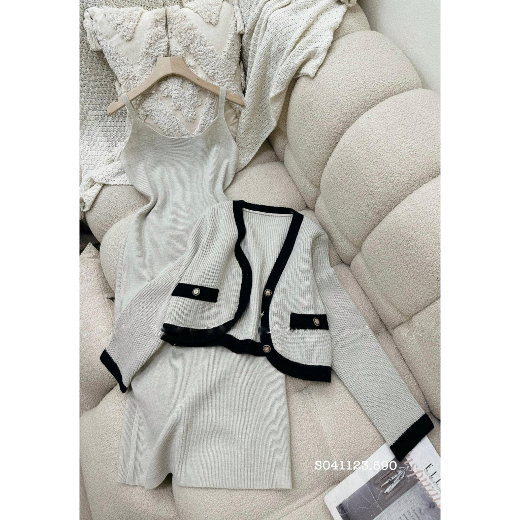 SET VÁY HAI DÂY KÈM ÁO KHOÁC HÀNG LOẠI 1