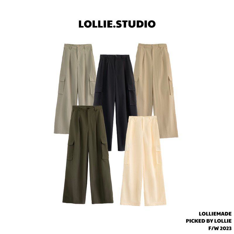 Quần parachute dù túi hộp cạp cúc lưng chun TKQ43 LOLLIE STUDIO