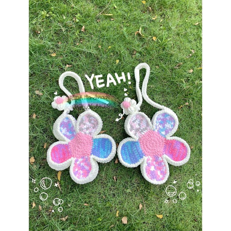 TÚI HOA LEN 5 cánh sắc màu, túi len handmade BLOOMBAG, ib shop để lựa thêm màu