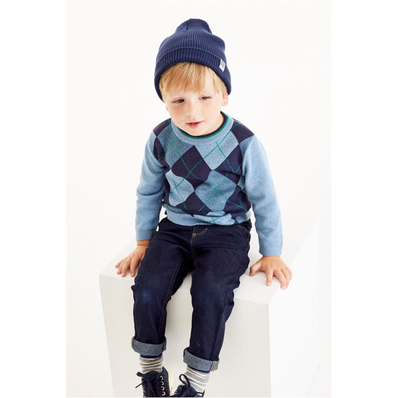 Áo Len Họa Tiết Kẻ Trám Cho Bé Trai