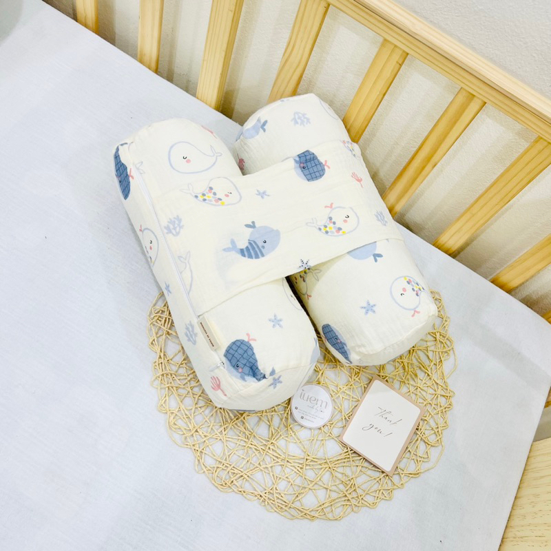 Gối chặn cho bé, gối chặn sơ sinh vải xô Muslin Organic 100% bông tự nhiên
