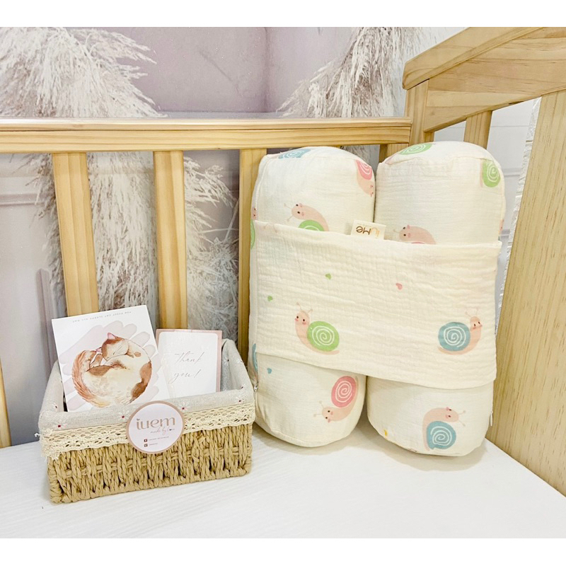 Gối chặn cho bé, gối chặn sơ sinh vải xô Muslin Organic 100% bông tự nhiên