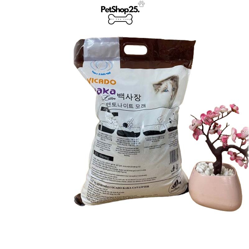 Cát vệ sinh  - Cát đất sét cho mèo siêu vón cục khử mùi không bên đáy Kaka cat litter hương cafe 9L - Petshop225