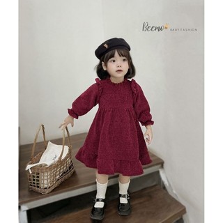 Váy babydoll len nhung điệu đà cho bé gái
