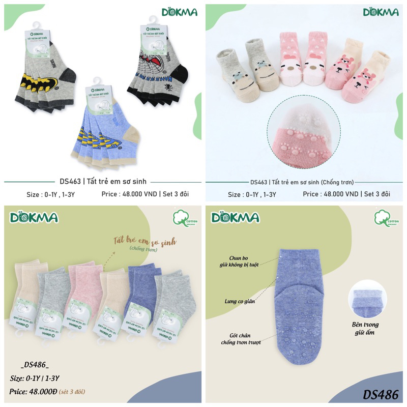 Tất Dokma chống trượt cho bé trai bé gái