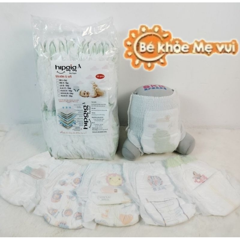 Tã bỉm Quần HIPGIG A- Hàng bo đẹp, thấm tốt, bỉm mềm đủ size S/M/L/XL/2XL/3XL