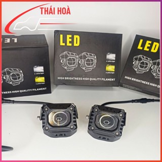 ( Xả lỗ ) Đèn led bi trợ sáng mắt vuông 3 chế độ màu 12v đến 85v