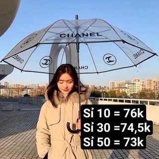 Ô trong suốt họa tiết channel - dù ô đi mưa trong suốt