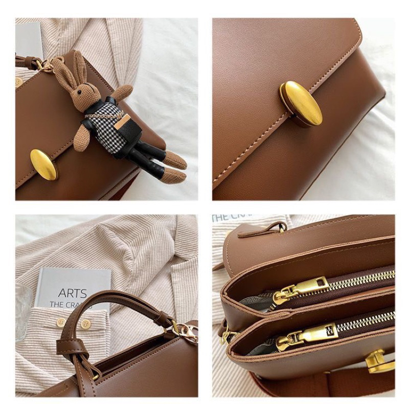 Túi xách đeo chéo bì thư kèm móc khoá dễ thương