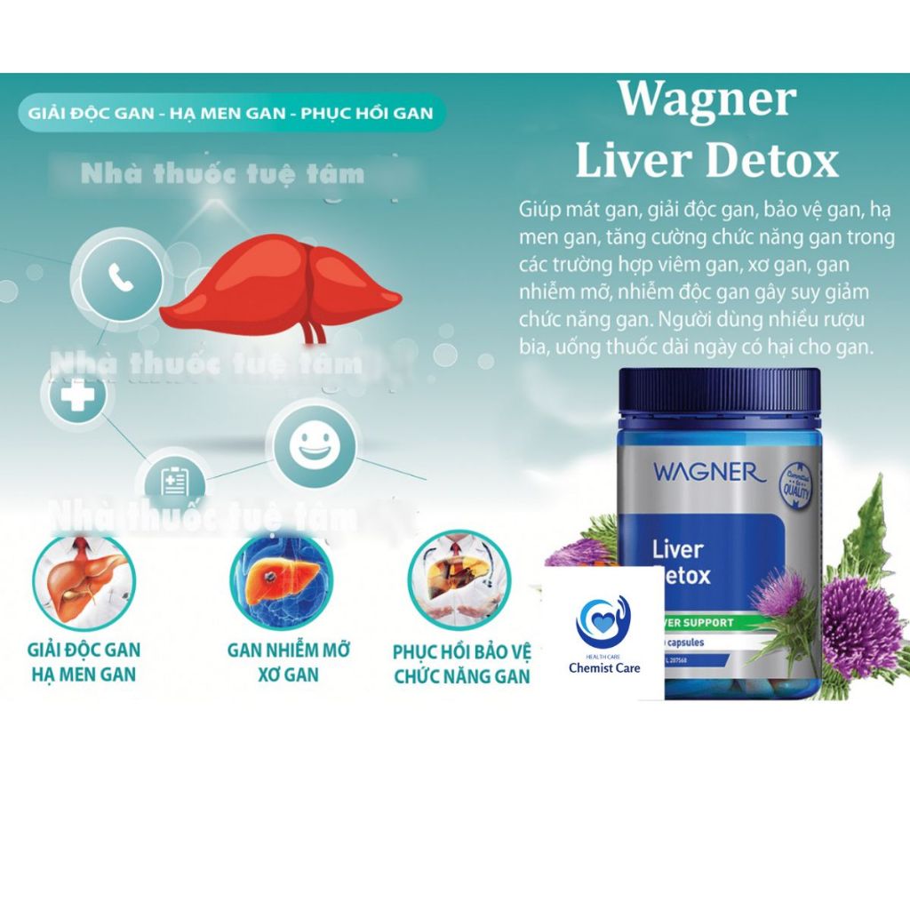 (Hàng Úc) Viên uống thải độc gan Wagner Liver Detox 100 viên, hỗ trợ thải độc gan, tăng cường chức năng gan cho cơ thể