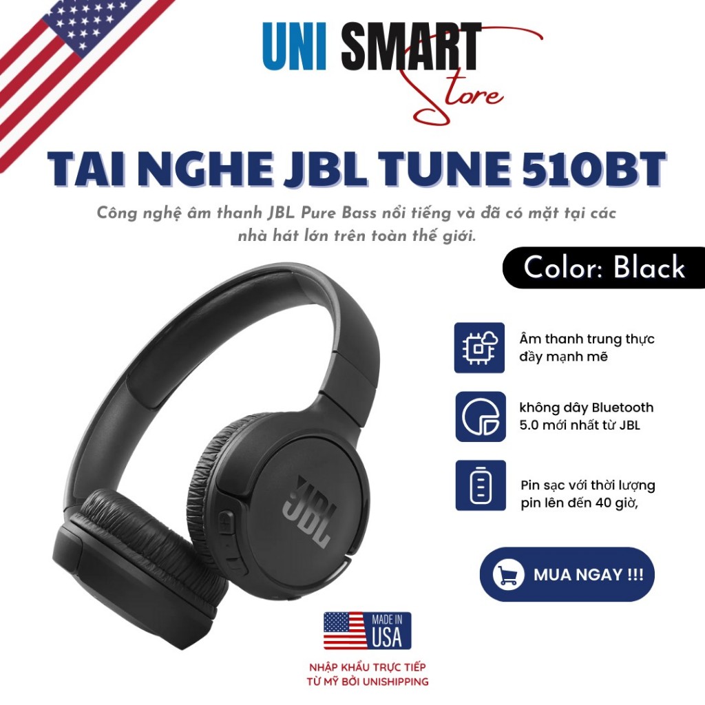 Tai nghe JBL Tune 510BT / Color: Black