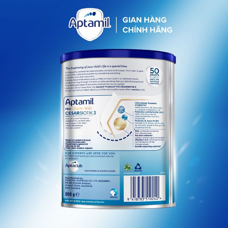 Sữa bột Aptamil New Zealand số 3 hộp thiếc
