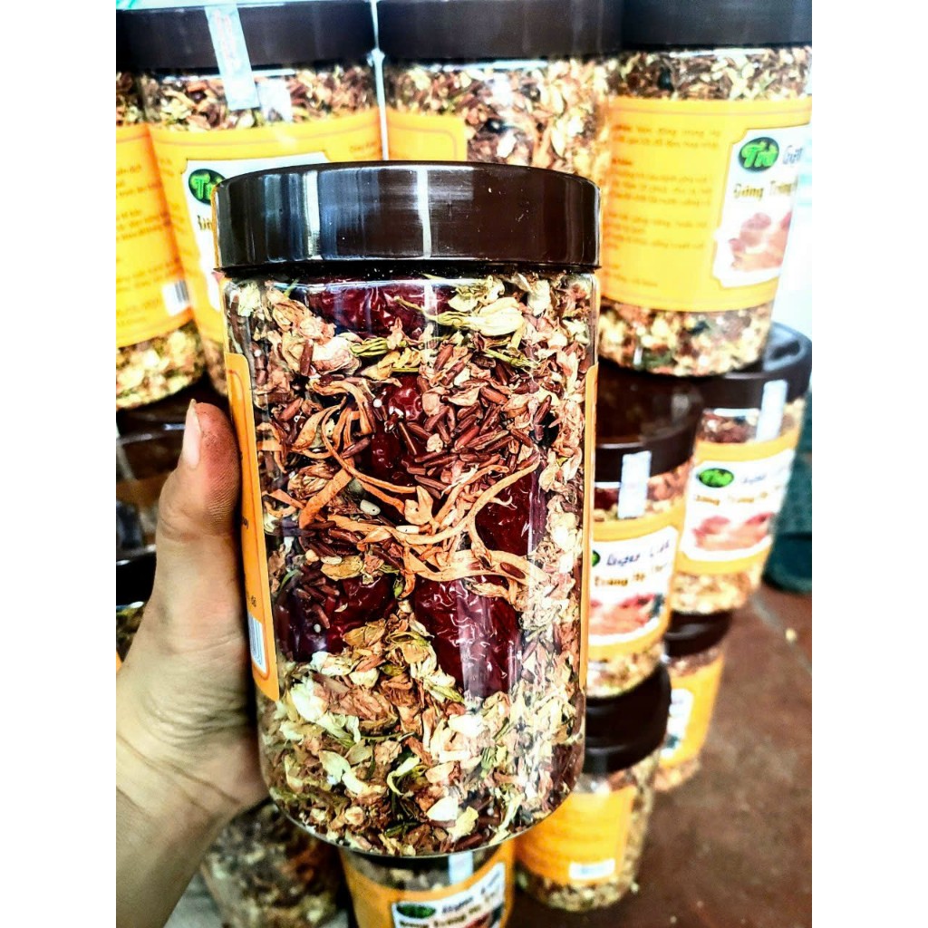 TRÀ GẠO LỨT ĐÔNG TRÙNG ĐẬU ĐEN giúp ngủ ngon, đẹp da , đẹp dáng - HŨ 500g