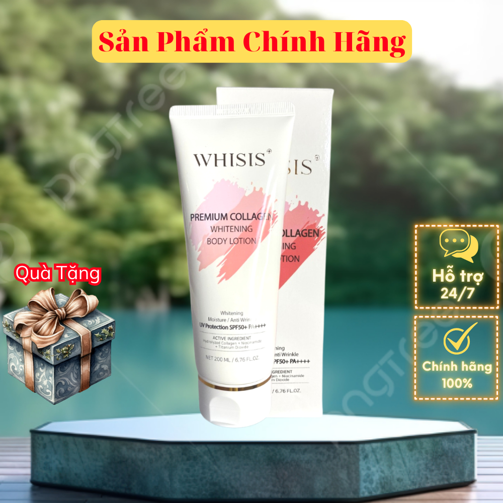 Kem Dưỡng Thể Trắng Da WHISIS Chống Nắng - Premium Collagen Whitening Body Lotion 200ml - CGC