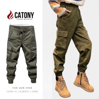Quần túi hộp nam chất kaki dày dặn, quần jogger hip hop nam big size Hàn Quốc CATONY Quần dài nam thể thao cao cấp KP100