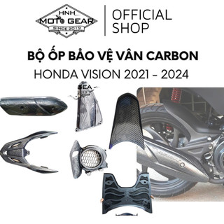 Ốp carbon vision 2021 - 2023 bộ 7 món két nước, ốp pô, bầu gió, tay dắt, lốc máy