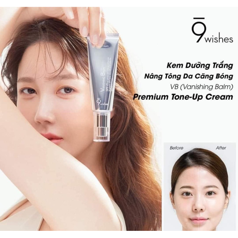 KEM DƯỠNG DA FACE NÂNG TONE 9WISHES và kem nền bb 9w
