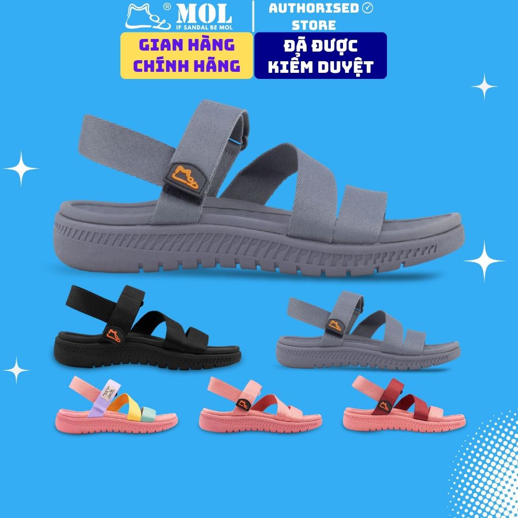 Sandal nam nữ unisex MOL quai chữ Z MS2G màu xám